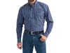 Wrangler George Strait Long Sleeve Button Down Shirt In Navy In Blue