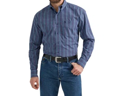 WRANGLER GEORGE PLAID LONG SLEEVE SHIRT IN NAVY