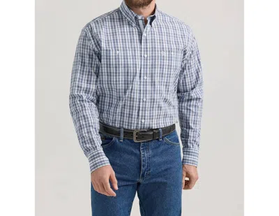 Wrangler George Strait Button Down Shirt In Navy/white In Blue