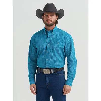 Wrangler ® George Strait™ Long Sleeve Button Down One Pocket Shirt In Jeweled Teal In Blue