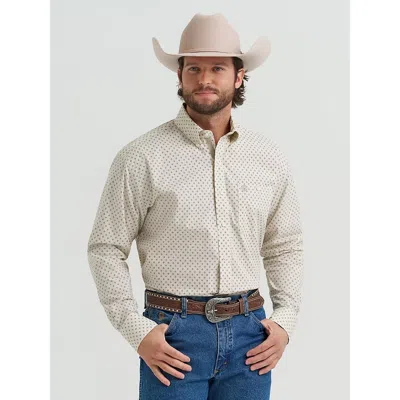 Wrangler ® George Strait™ Long Sleeve Button Down One Pocket Shirt In Tea Geometric In Green