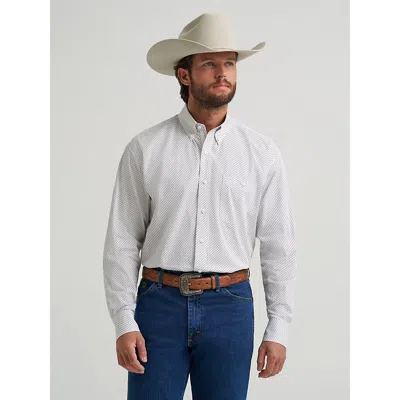 Wrangler ® George Strait™ Long Sleeve Button Down One Pocket Shirt In White Waves In Gray
