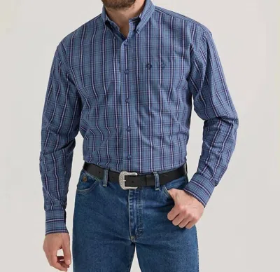 Wrangler George Strait Long Sleeve Button Down Shirt In Navy In Blue