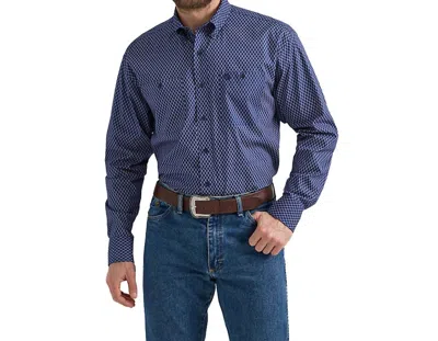 Wrangler George Strait Long Sleeve Button Down Shirt In Navy In Blue