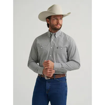Wrangler ® George Strait™ Long Sleeve Button Down Two Pocket Shirt In Grey Board In Gray