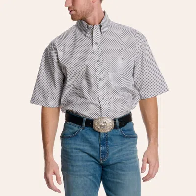 Wrangler George Strait Men's Black Diamond Geo Print Shirt In Gray