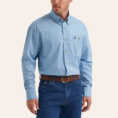 Wrangler George Strait Men's Blue Geo Print Long Sleeve Shirt
