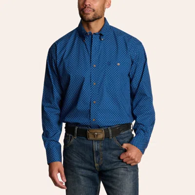 Wrangler George Strait Men's Blue Geo Print Long Sleeve Shirt
