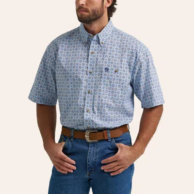 Wrangler George Strait Men's Blue Tile Geo Print Shirt