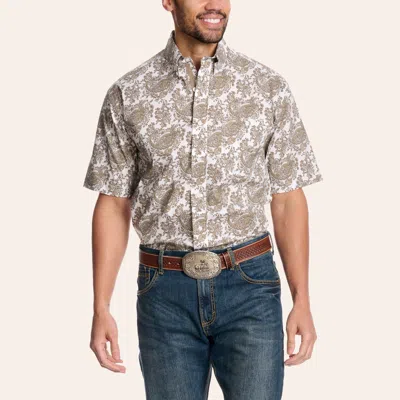 Wrangler George Strait Men's Fallen Rocks Paisley Print Shirt In Brown