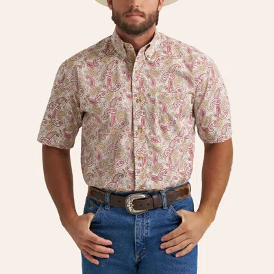 Wrangler George Strait Men's Tan & Red Paisley Print Shirt In Neutral