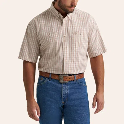 Wrangler George Strait Men's Tan Plaid Print Shirt In Brown