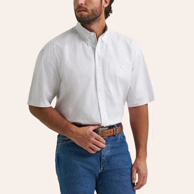Wrangler George Strait Men's White & Pink Geo Print Western Shirt