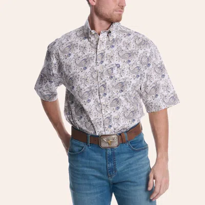 Wrangler George Strait Men's White Paisley Print Shirt In Blue