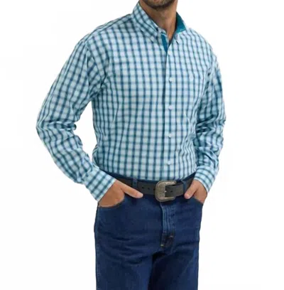 Wrangler George Strait One Pocket Shirt In White/teal In Blue