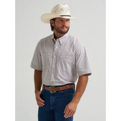 Wrangler ® George Strait™ Short Sleeve Two Pocket Button Down Shirt In Gray Peach Madras