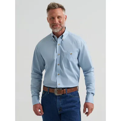 Wrangler ® George Strait™ Solid One Pocket Button Down Shirt In Blue Steel