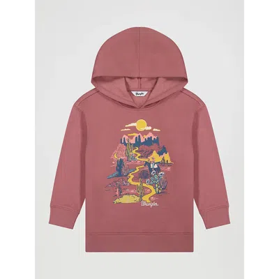 Wrangler Kids' Girl's Adventure Graphic Pullover Hoodie In Red In Pink