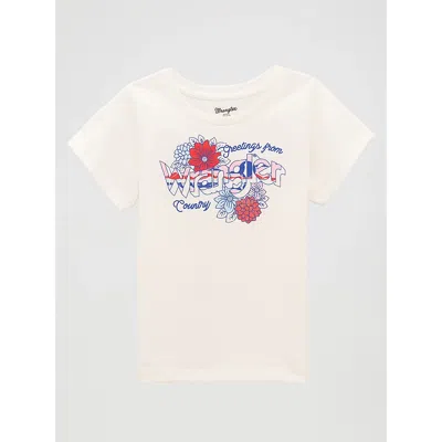 Wrangler Kids' Girl's Americana Greetings Graphic Tee In White In Orange