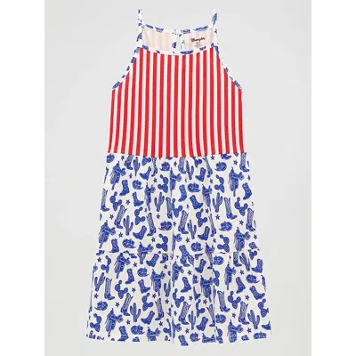 Wrangler Kids' Girl's Americana Western Tank Dress In Americana In Blue