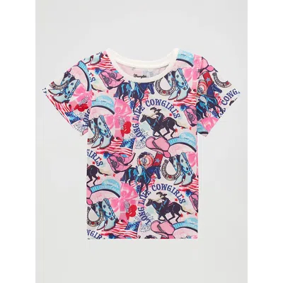 Wrangler Kids' Girl's Collage Graphic Tee In White In Multi