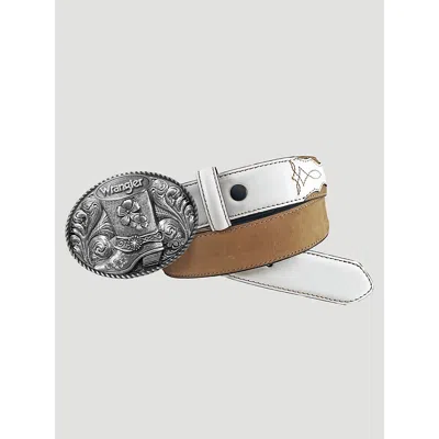 Wrangler Kids' Girl's Cowgirl Boot Buckle Belt In Brown/white