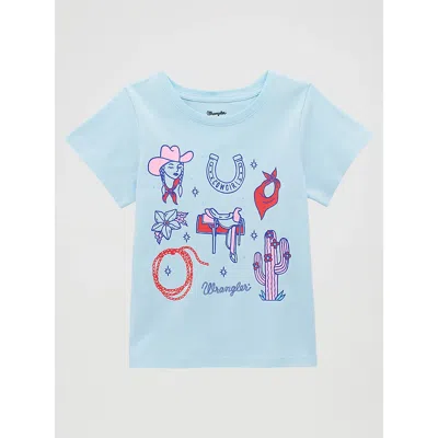 Wrangler Kids' Girl's Cowgirl Icons Graphic Tee In Blue