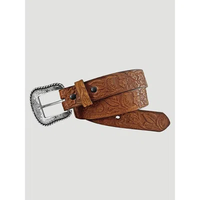 Wrangler Kids' Girl's Floral Carved Belt In Tan In Brown