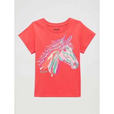 Wrangler Kids' Girl's Flowing Mane Graphic Tee In Pink In Orange