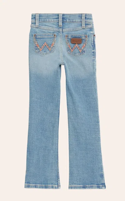 Wrangler Girl's Germaine Light Wash Tangerine W Embroidery Boot Cut Jeans