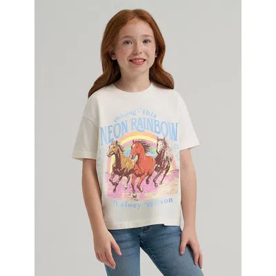 Wrangler Kids' Girl's Lainey Wilson X  Neon Rainbow Tee In White