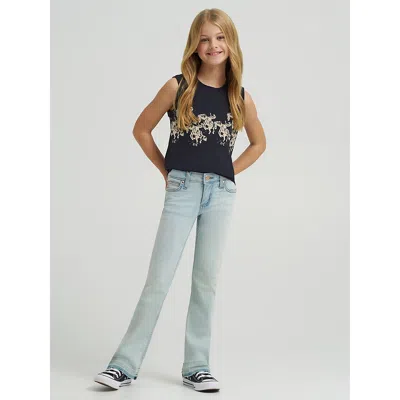 Wrangler Kids' Girl's Lainey Wilson X  Raw Hem Boot Huggers In Bleach Blue Wash