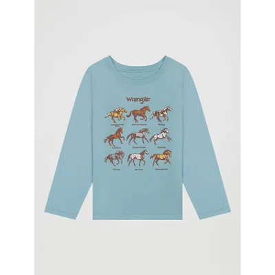 Wrangler Kids' Girl's Long Sleeve Cowgirl First Graphic Tee In Blue