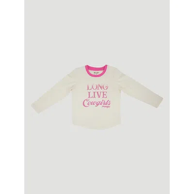 Wrangler Kids' Girl's Long Sleeve Graphic T-shirt In Long Live Cowboys In White