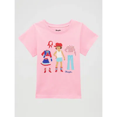 Wrangler Kids' Girl's Paper Doll Graphic Tee In Pink