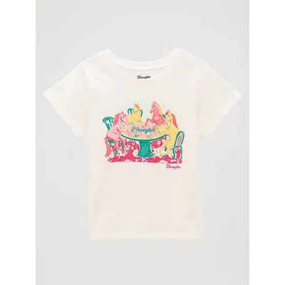 Wrangler Kids' Girl's Pony Puzzle Graphic Tee In White In Neutral
