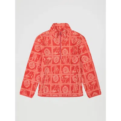 Wrangler Kids' Girl's Printed Quarter-zip Fleece Pullover In Pink In Red