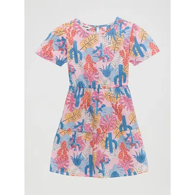 Wrangler Kids' Girl's Printed Tiered Dress In Pink In Multi