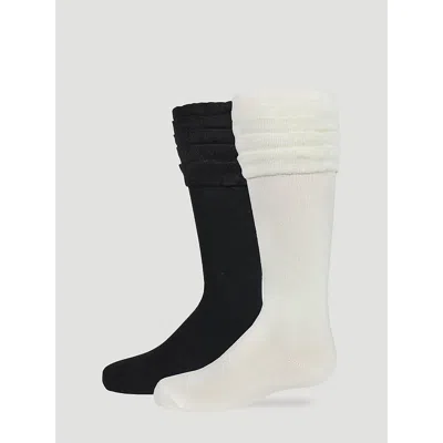 Wrangler Kids' Girl's Ruffle Knee High Socks (2-pack) In Black/white
