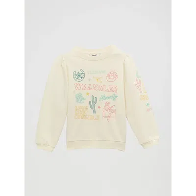 Wrangler Kids' Girl's  Graphic Puff Sleeve Pullover In White