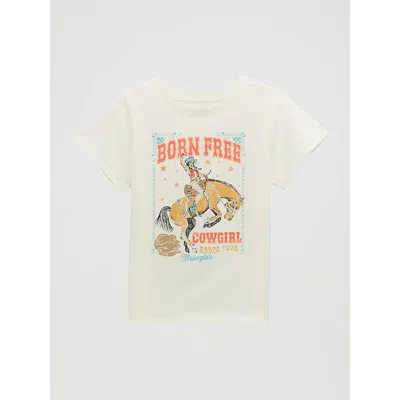 Wrangler Kids' Girl's  Western Graphic Tee In Born Free In White