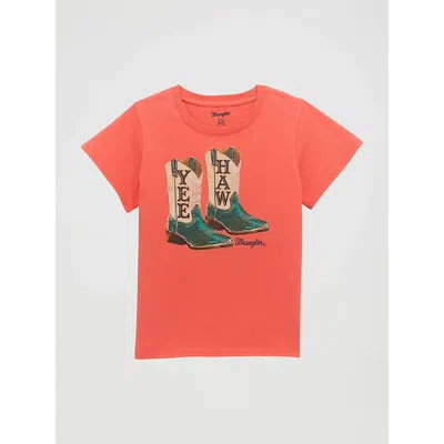 Wrangler Kids' Girl's  Western Graphic Tee In Yee Haw Pink In Orange