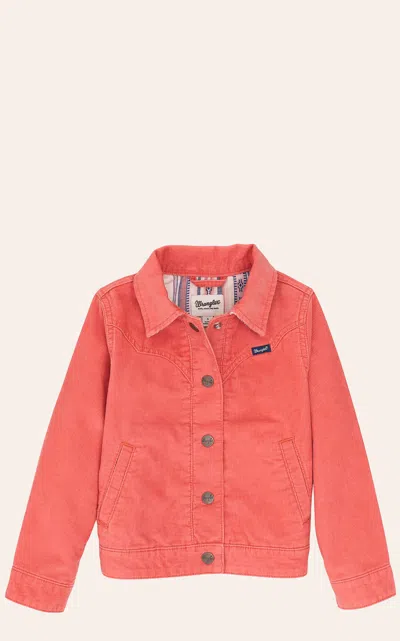 Wrangler Girls' Coral Corduroy Snap Jacket In Orange