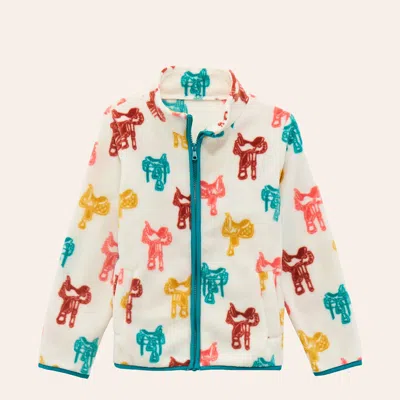 Wrangler Girls' White Multicolor Saddle Print Fleece Jacket