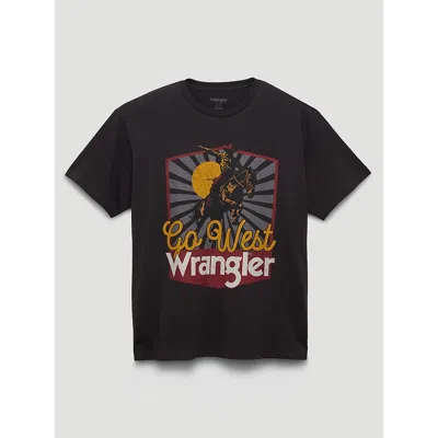 Wrangler Go West Vintage Fit Graphic T-shirt In Phantom In Black