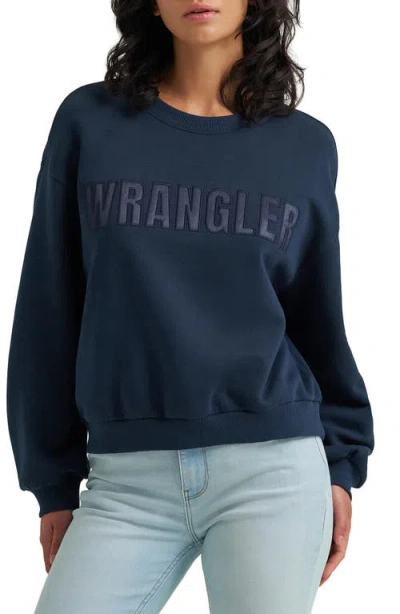 Wrangler Graphic Crewneck Sweatshirt In Dark Sapphire