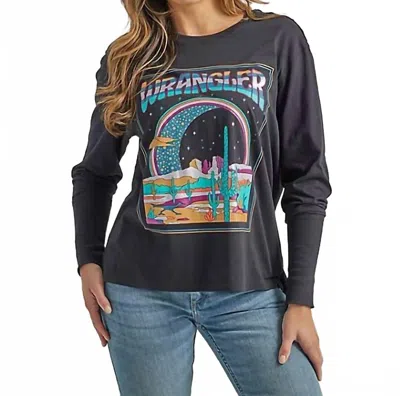 Wrangler Graphic Long Sleeve Relaxed Tee In Black Beauty
