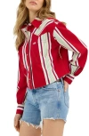 Wrangler Heritage Stripe Cutoff Denim Western Shirt In Chili Stripe