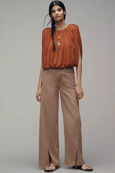 Wrangler High-rise Wide Leg Jeans In Beige