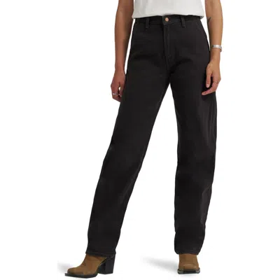 Wrangler High Waist Ankle Barrel Jeans In Black